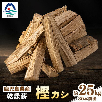 【ふるさと納税】鹿児島県産乾燥薪　樫カシ約25キロ　A1-3_薪 広葉樹 乾燥薪 アウトドア キャンプ 焚き木【1506989】