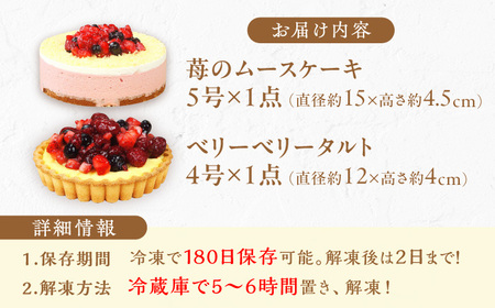 ケーキ ・ タルトセット（苺のムースケーキ・ベリーベリータルト）　広川町 / イートウェル株式会社[AFAK152]
