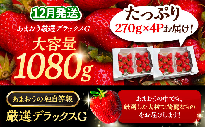 【先行予約】【12月発送】農家直送 あまおう 厳選デラックスG 1080g (270ｇ以上 × 4 パック) 土耕栽培《豊前市》【内藤農園】果物 いちご [VAB020]