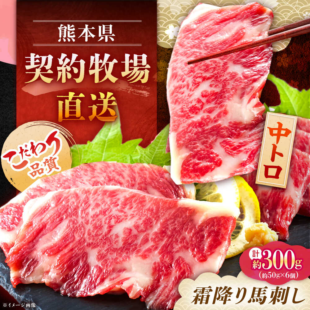 【ふるさと納税】熊本 馬刺し 霜降り (中トロ) 計約300g(約50g×6個) 【くまもと食彩の力】[AYAN031]冷凍 ヘルシー おつまみ たれ 馬 肉 馬肉 桜肉 霜降り トロ 小分け 個包装 便利 熊本県