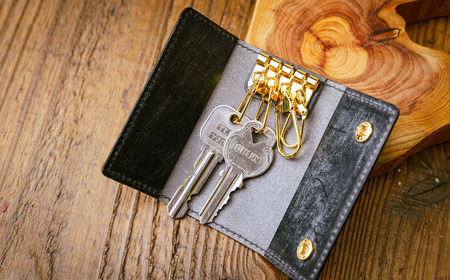 ブライドルレザー キーケース＜ゴールド＞｜キーケース 革小物 革製品 ブライドルレザー 革 職人  埼玉県 草加市