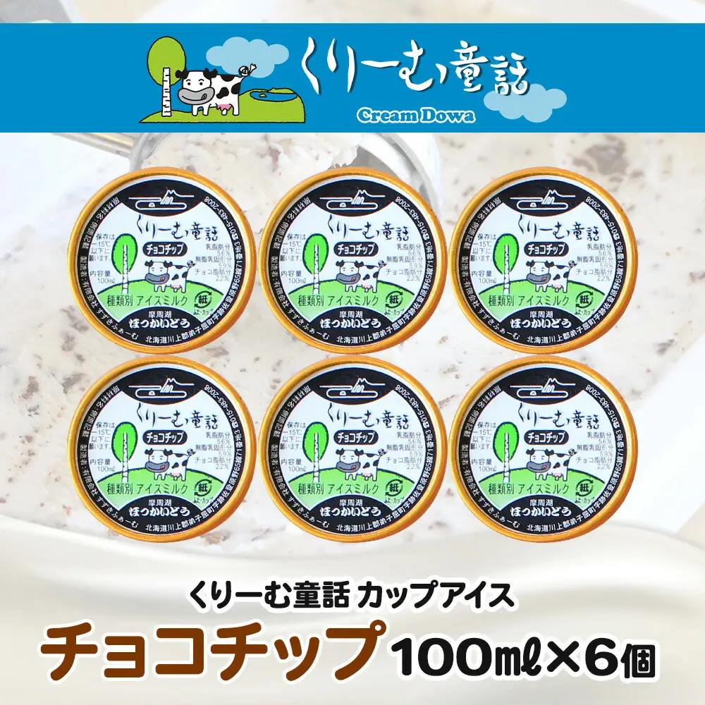 くりーむ童話 カップアイス チョコチップ 100ml×6個 アイスクリーム アイス スイーツ 牛乳 ミルク 贈り物 gift ギフト プレゼント 詰め合わせ 送料無料 北海道 弟子屈町 2335