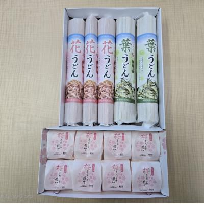 ふるさと納税 五泉市 ごせん桜うどん(花・葉)と桜まるごと最中セット