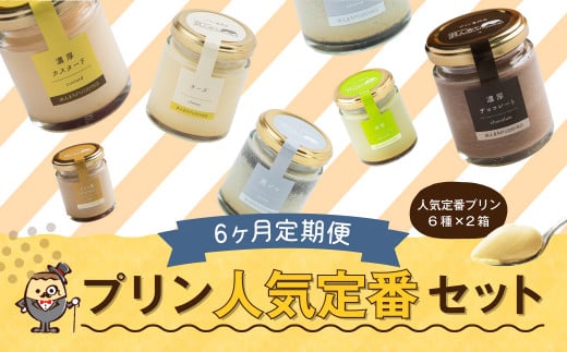 【6回定期便】 浜んまちPUDDING 人気 定番 プリン 6種の2箱セット （通常紙箱） スイーツ お菓子 おやつ 詰め合わせ