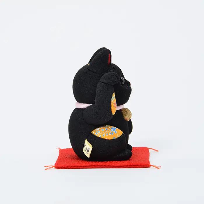 木目込人形（招き猫・風水（中）黒） | まねきねこ 猫 飾り物 人形 置物 ちりめん 伝統工芸 縁起 開運招福 千客万来 商売繁盛 金運 インテリア プレゼント 雑貨 可愛い 柿沼東光 クールジャパン