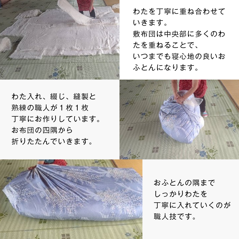 シングル 綿わた100% 和式キルト式 敷ふとん ベッド用 2.5kg入 124P_イメージ5