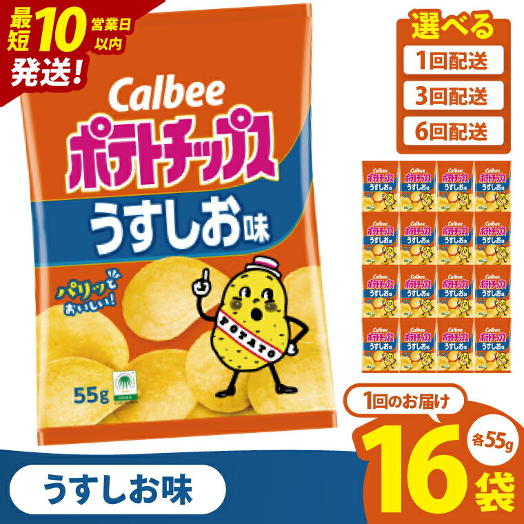 【ふるさと納税】【10営業日以内に出荷】カルビー ポテトチップスうすしお味（55g） 16個｜Calbee お菓子 菓子 おやつ おかし ぽてち ポテチ スナック おつまみ ジャガイモ じゃがいも（93-01）