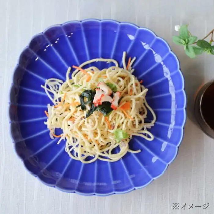 【波佐見焼】四つ菊 大皿 ライトブルー 1点【永泉】[MC85]