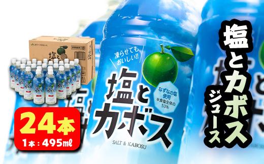 塩とカボス (495ml×24本) かぼす ドリンク ジュース かぼす カボス 塩 食塩 ノンアルコール ペットボトル 大分県産 特産品 家庭用 大分県 佐伯市【HD184】【さいき本舗 城下堂】