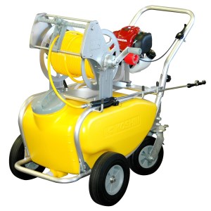 エンジン式50Lタンク動噴 MS-ERH50T 6mm×50mホース 農業・園芸用 高木の消毒や除草用、移動が便利なタンクキャリー1体型噴霧機 [0834]