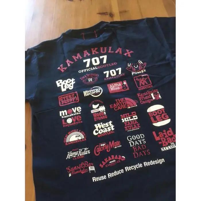 鎌倉ブランドの老舗「KAMAKULAX」の定番オリジナルALL LOGO Ｔシャツ【ネイビー】Lサイズ