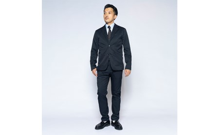 【ふるなび限定】メンズ フルレングスストレートパンツ「ワークウェアスーツ」スーツに見える作業着　丸洗い可 ストレッチ 速乾 部屋干し可 撥水 シワになりにくい　ダークネイビー FN-Limited-S
