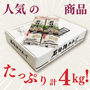 【麺のスナオシ】石臼挽きそば１箱　4kg（200ｇ×20袋）（乾麺）（BY-19）