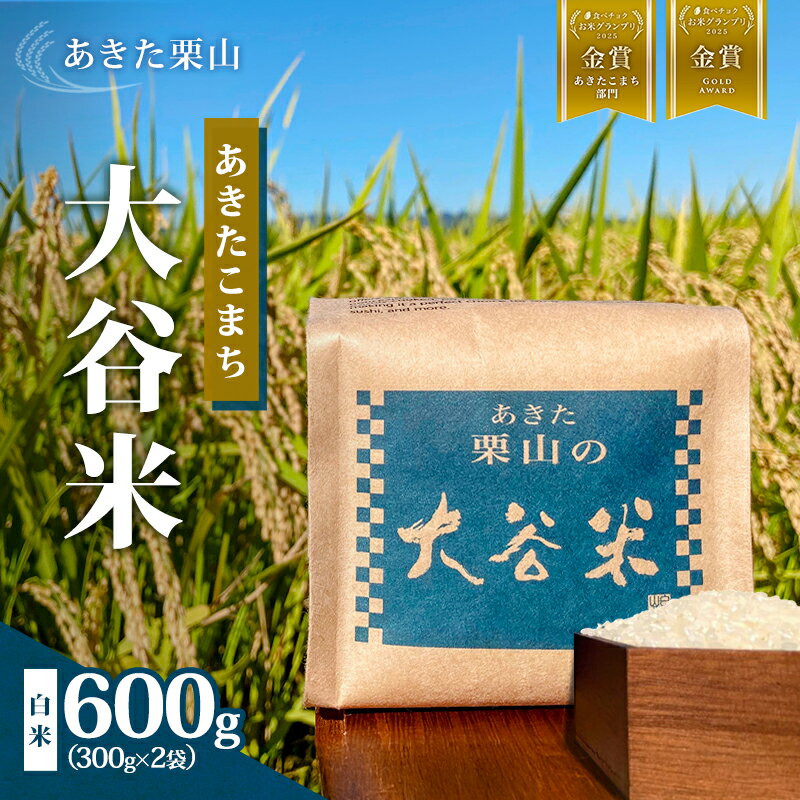 【ふるさと納税】食べチョク金賞受賞 米 あきたこまち 300g×2袋 計600g 令和7年産 あきた栗山 大谷米 白米 精米 こめ お米 おこめ 令和7年 単一原料米 ごはん 秋田県 能代市 お試し　お届け：ご入金確認後2週間～1ヶ月でお届けします。