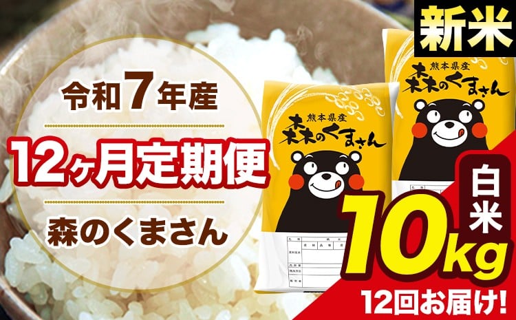 
            新米 令和7年産 森のくまさん 白米 10kg 5kg×2袋 計12回お届け 《お申込み翌月から出荷》 お米 こめ 熊本県産 ご飯 備蓄
          