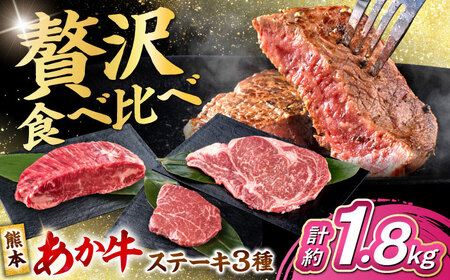 熊本あか牛 ステーキ食べ比べ3種セット（ミニステーキ・ヒレステーキ・ロースステーキ）計約1880g牛肉[AYCB089]