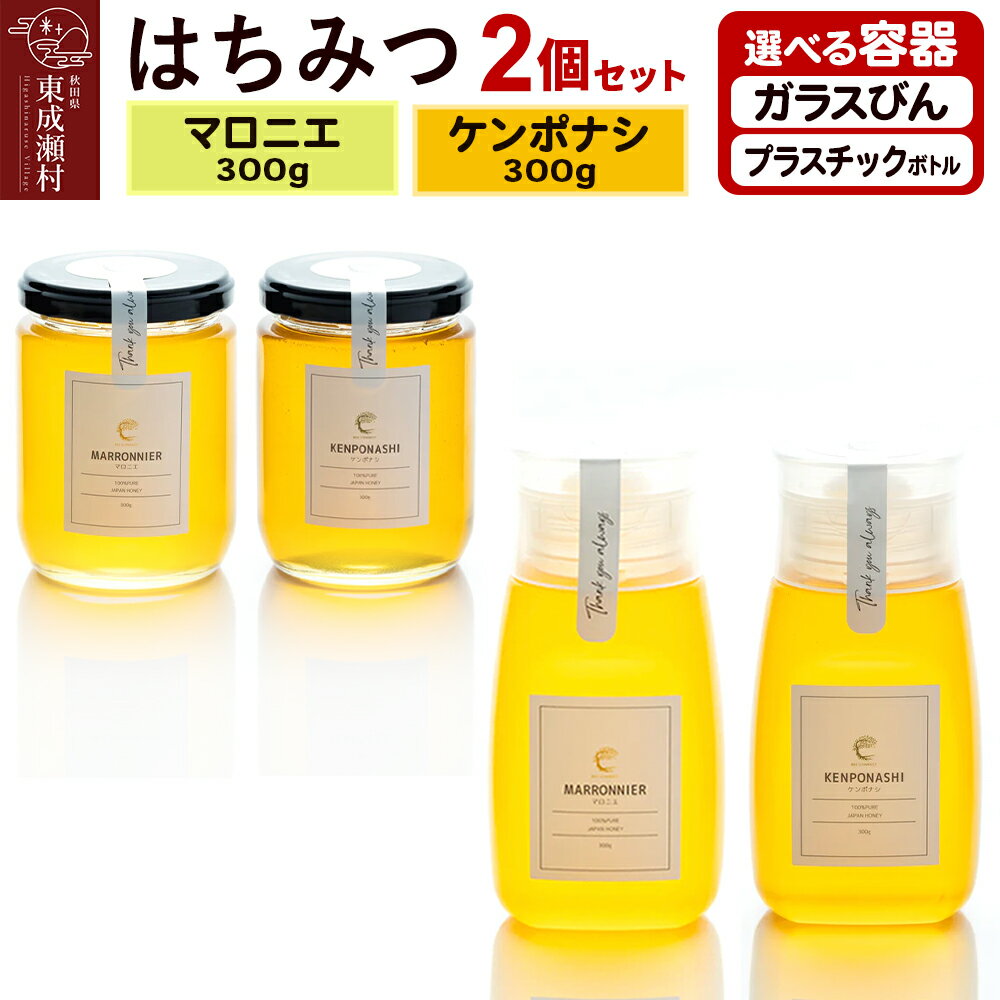【ふるさと納税】はちみつ2個セット（MARRONNIER・KENPONASHI）300g×各1個 計2個【選べる容器 ガラスびん／プラスチックボトル】