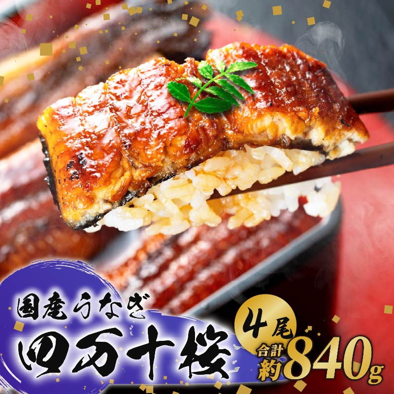 【ふるさと納税】極上国産うなぎ四万十桜 蒲焼き約210g×4尾 | うなぎ 鰻 蒲焼き 国産 四万十鰻 白焼き 調理済み タレ付き ギフト（お歳暮/お正月）高級 お取り寄せ グルメ 食べ比べ 冷凍