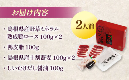 希少な国産鴨肉！野草ミネラル熟成 本鴨せいろ蕎麦セット（2人前）出雲そば 十割蕎麦 鴨肉 かも肉 島根県雲南市/鴨専門店カナール[AIDC004]