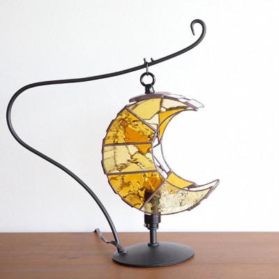 ふるさと納税 瀬戸市 Nijiiro Lamp ステンドグラスのテーブルランプ　月 アンバー |  | 03