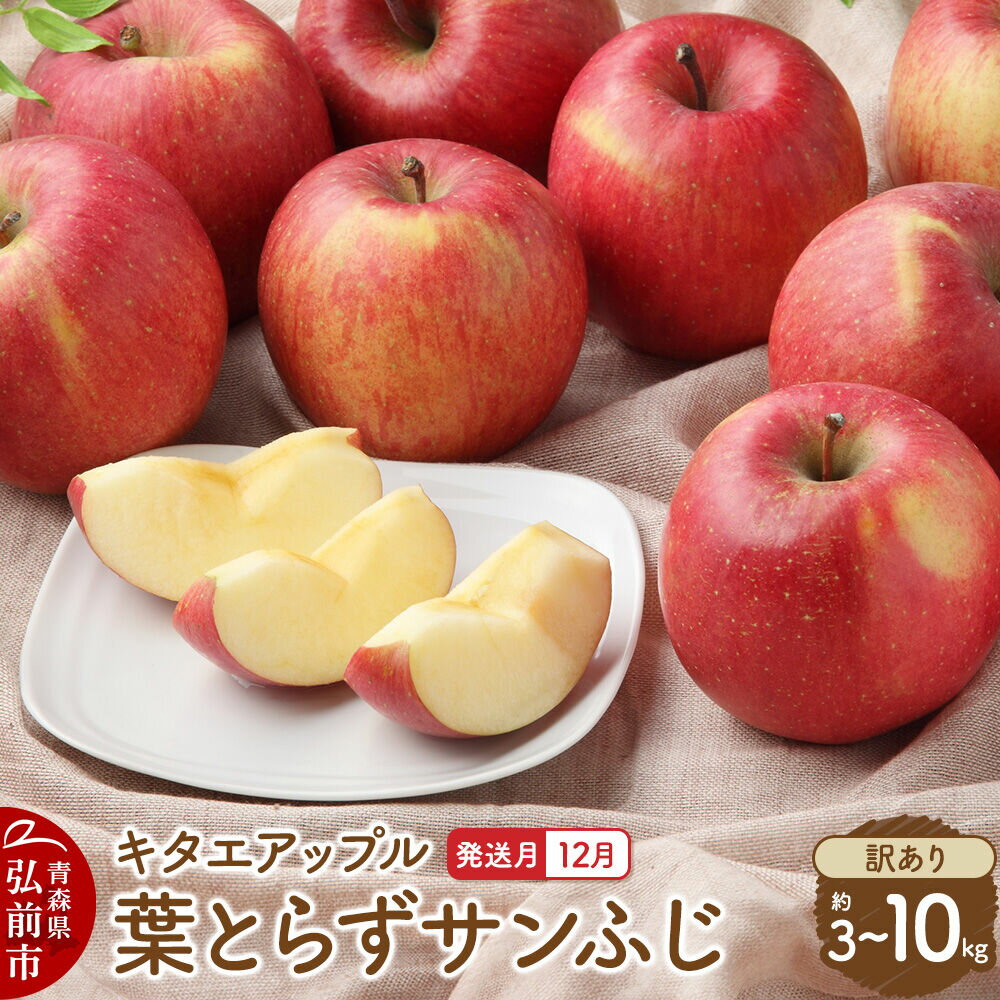 【ふるさと納税】りんご【26年12月発送】葉取らずサンふじ【訳あり】【選べる約 3kg／5kg／10kg】キタエアップル 青森県 弘前市 [先行予約 サンふじ 葉取らず りんご 訳あり 家庭用 アップル おいしい 果実 果物 赤色 美味 林檎]