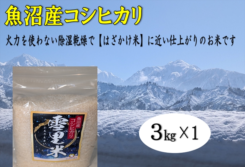 【令和8年産 新米先行受付】生産者直送！魚沼産コシヒカリ 雪里米（ふるさとまい）精米 3kg お米 ライス ご飯 主食 新潟県産 産地直送