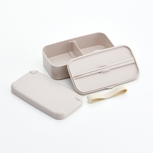 食洗機、電子レンジ対応 スマホスタンド付き 弁当箱 600ml 1段 箸付き PLB6SSH ベージュ 奈良県奈良市 4-174 716966