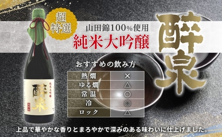 日本酒 純米大吟醸  醉泉 720ml オリジナル 超特選 山田酒造 山田錦 清酒 純米酒 お酒 上品 香り 華やか まろやか 芳醇 深み ギフト 贈り物 プレゼント 低温発酵 飲み会 夕食 仲間 山