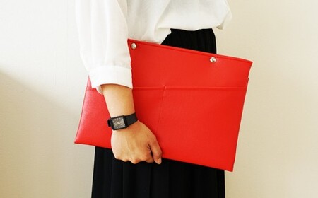 No.252-12 PVCレザーパソコンケース（クラッチバッグ）「match」11インチ用（オレンジ）