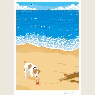 ふるさと納税 茅ヶ崎市 湘南・茅ヶ崎で描く、海を感じるイラストアート『ジークレーアートフレーム　SL-04』(小:八つ切) |  | 02