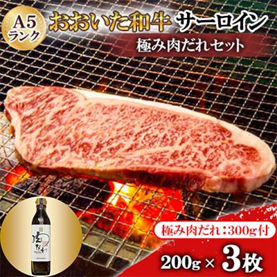 ふるさと納税 日出町 おおいた和牛サーロインA5ランク3枚　【全国テレビで絶賛】極み肉だれ1本付きセット