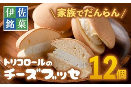 Z5-02 伊佐銘菓！トリコロールのチーズブッセ(12個) 伊佐市 特産品 お菓子 洋菓子 スイーツ おやつ 冷凍 冷凍便 家族団欒【ケーキハウストリコロール】