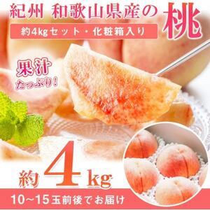 紀州和歌山産の桃　約4kg　化粧箱入【日高町】【配送不可地域：離島】【1217234】