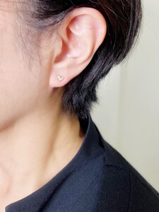 【K10】 ダブルハートのダイヤモンドピアス 【PE-2367K10】