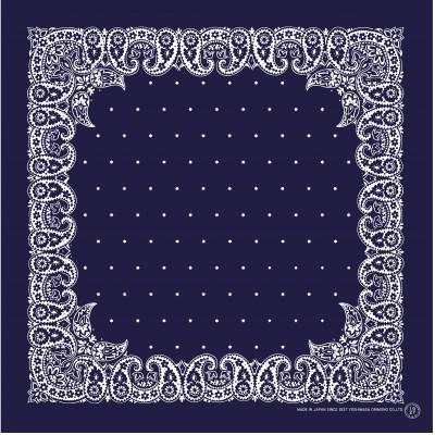 ふるさと納税 長浜市 浜ちりめんシルク100%の洗濯機でも洗えるシルクスカーフ(70×70)Navy-ペイズリー柄