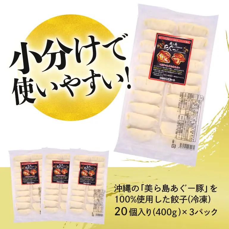 美ら島あぐー餃子 60個セット 20個入×3パック 絶品 こだわり 豚 肉 国産 ごはん おかず お弁当 冷凍 ぎょうざ ギョウザ 小分け BBQ ギョーザ 惣菜 晩酌 ギフト 手作り 生餃子 豚肉 