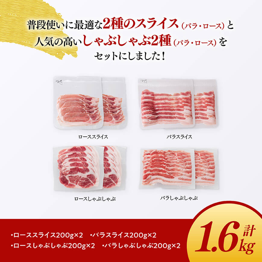 「まるみ豚」宮崎県産豚肉　スライスしゃぶしゃぶセット　計1.6㎏  豚肉 豚 肉 国産 川南町 スライス [D11508]