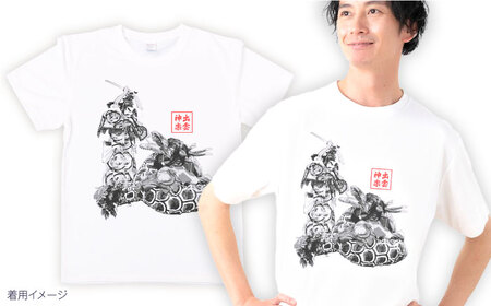 出雲神楽 簸の川大蛇退治の墨絵風オリジナルTシャツ FN-11 Sサイズ 島根県雲南市/田部写真館 [AICZ019]