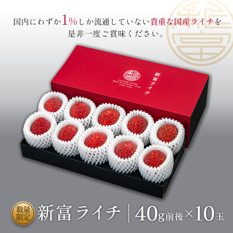 ［2026年発送］先行予約 希少！国産＜新富ライチ＞40g前後×10玉 国産 ブランド フルーツ 果物 贈答品【B120-26】_イメージ4
