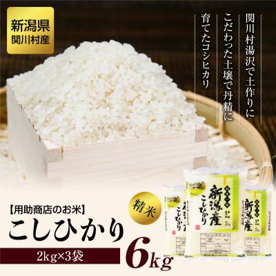 ふるさと納税 関川村 R7年産土作りからこだわった岩船産コシヒカリ精米6kg(2kg×3袋)[用助商店]