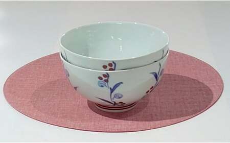 A30-463 有田焼 皓洋窯 花十草 16cm どんぶり 2個セット 白峰堂 食器 うつわ 器 麺鉢 丼