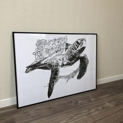 ふるさと納税 大垣市 A2 文字だけを使った ウミガメからのこえ 絵画 MojiBa(R) -文字ベースアート(R)- |  | 01