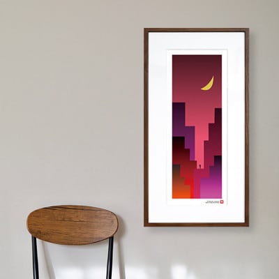 ＼注目の和紙アート/ 【絵画】夕暮れの街　額装サイズ300mmx600mm　阿波紙【1275427】