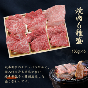 京都府産黒毛和牛【京の肉】 希少部位入り焼肉セット梅 6種盛 600g(100g×6) 包装・のし対応なし