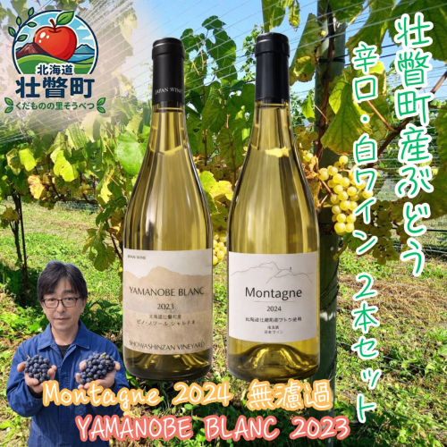 昭和新山ワイン　YAMANOBE BLANC 2023(ヤマノベブラン）とMontagne 2024 無濾過(モンターニュ） の各１本セット 白ワイン 辛口 壮瞥町産ぶどう100% SBTQ014