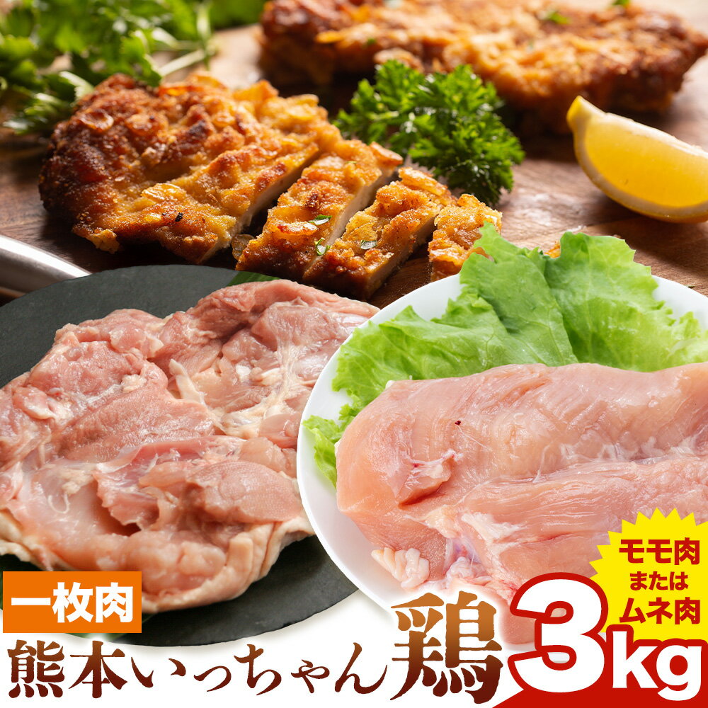 【ふるさと納税】鶏肉 熊本いっちゃん鶏 もも肉 むね肉 一枚肉 選べる 約3kg 10枚 株式会社九州児湯フーズ《30日以内に出荷予定(土日祝除く)》モモ肉 モモ 鶏モモ 鶏ムネ もも むね 熊本県 産山村