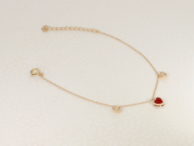 【K18】 血赤珊瑚のハートブレスレット 【BL-522】