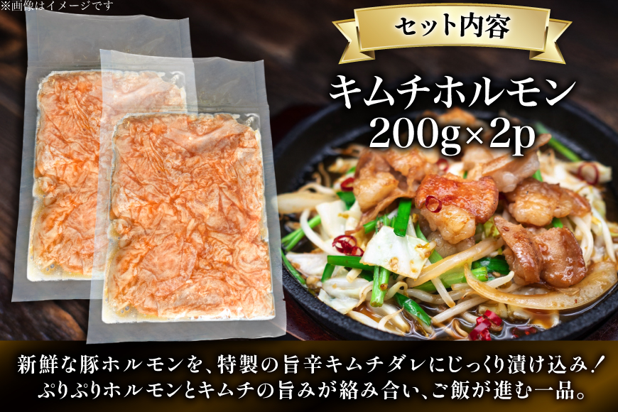 豚肉 キムチホルモン 200g 2p [丸正斎藤商行 北海道 砂川市 12260950] ホルモン 小分け 冷凍 セット おつまみ 晩酌 おかず ごはんのおとも ご飯のお供 キムチ_イメージ2