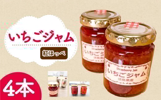 いちご ジャム 紅ほっぺ 4本  ( 2026年 1月 発送開始 )  いちごジャム 期間限定 人気 果物 フルーツ 新鮮 旬 冬 春 ケーキ ショートケーキ デザート ギフト 贈り物 贈答 イチゴ 苺 ストロベリー 徳島県 吉野川市 あんいちご園