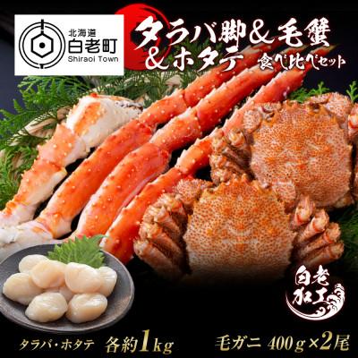 ふるさと納税 白老町 タラバ脚 &amp; 毛蟹 &amp; ホタテ 食べ比べ セット BM072